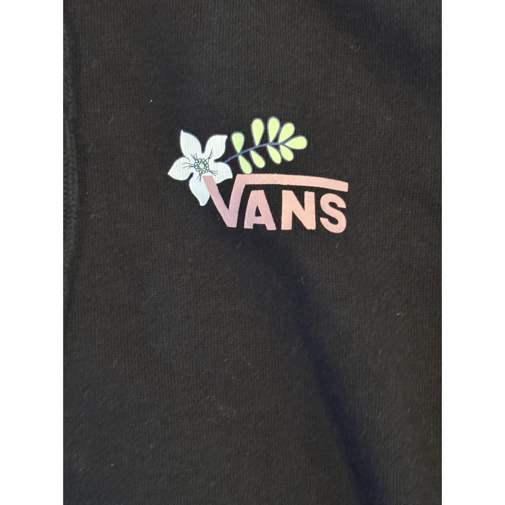 Vans Barbed Floral pink and white flowers Floral Sleeve Hoodie Black Pullover M - Picture 7 of 15